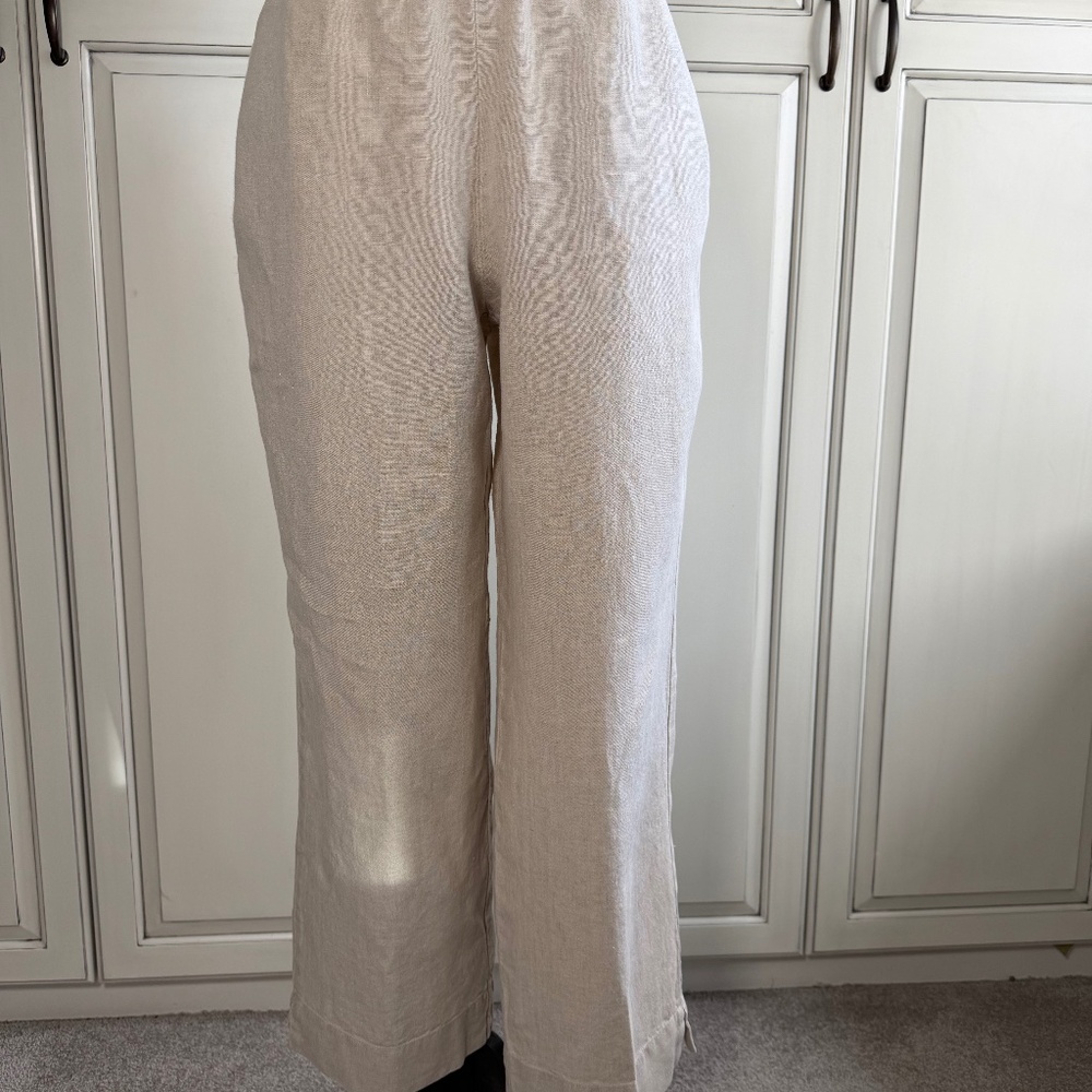 J Jill Love Linen Flax Pull-on Wide Leg Cropped Pant Size M/Tall - Picture 2 of 6